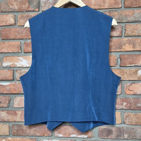 Ghinelli Embroidered Vest Size 40 Medium Beaded Wood Buttons Lined Statement - Picture 4 of 6